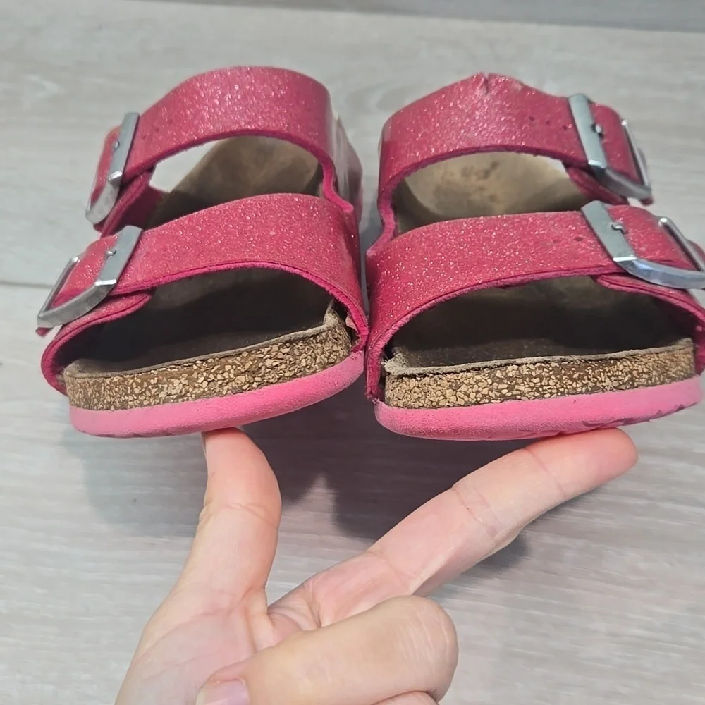 Birkenstock Women Glittery Pink Kids Girl Sandals Slide Shoes 34/3 Narrow